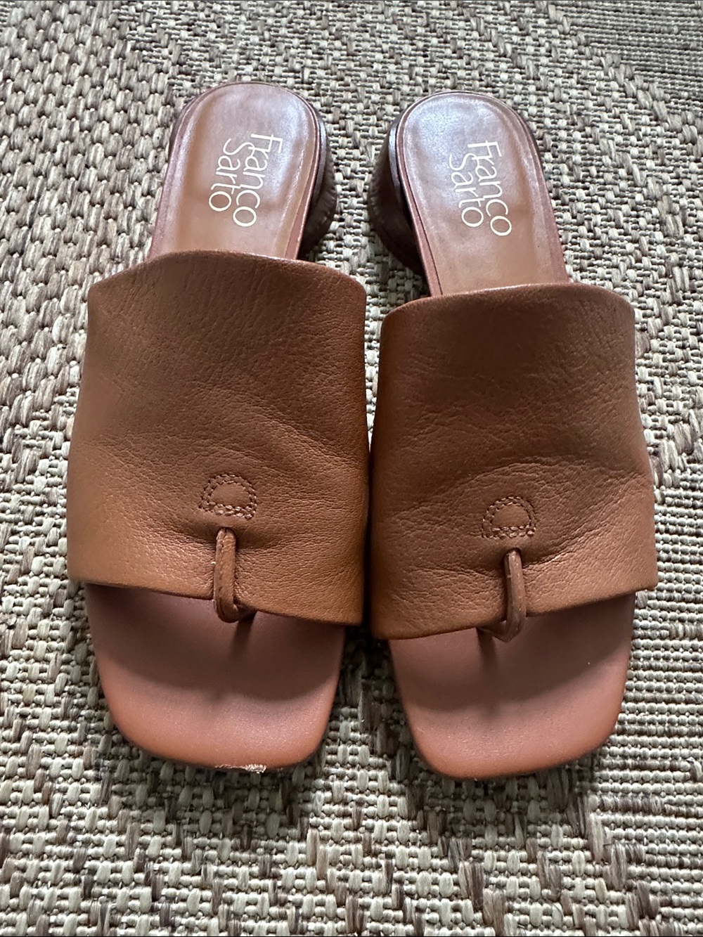 Franco Sarto Brown Leather Slide Sandals